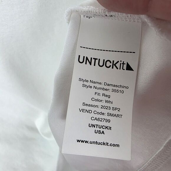 UNTUCKit  Wrinkle-Free Damaschino Reg Fit Polo Shirt Men's Sz Medium White - Picture 6 of 9